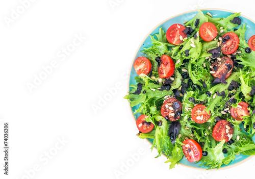 Vegetable salad on a plate, copy space
