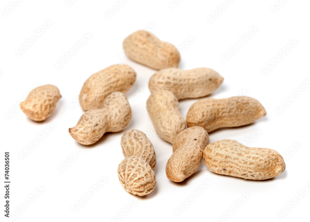 Unpeeled peanuts. Selective focus. Unpeeled peanuts. Selective focus.