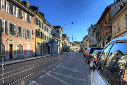 Street in old Carouge city, Geneva, Switzerland