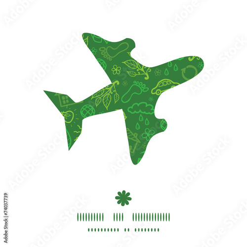 Vector ecology symbols airplane silhouette pattern frame