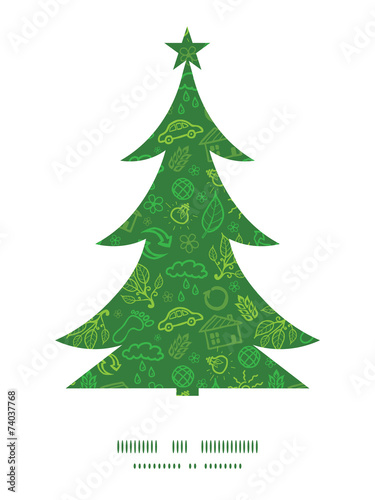 Vector ecology symbols Christmas tree silhouette pattern frame