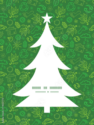 Vector ecology symbols Christmas tree silhouette pattern frame