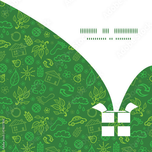 Vector ecology symbols Christmas gift box silhouette pattern