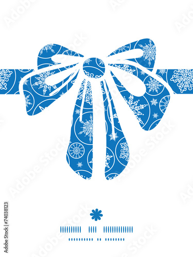 Vector falling snowflakes gift bow silhouette pattern frame
