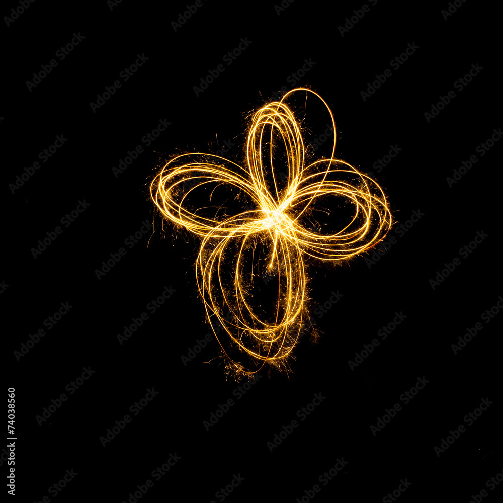 Sparkler firework light with flower shape Sparkler firework light with flower shape