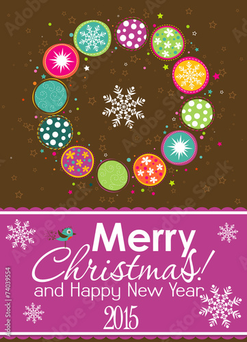 Template Christmas greeting card, vector