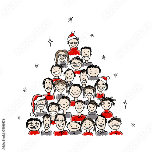 Christmas tree made from group of people for your design