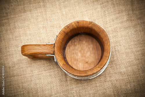 Wooden mug top view