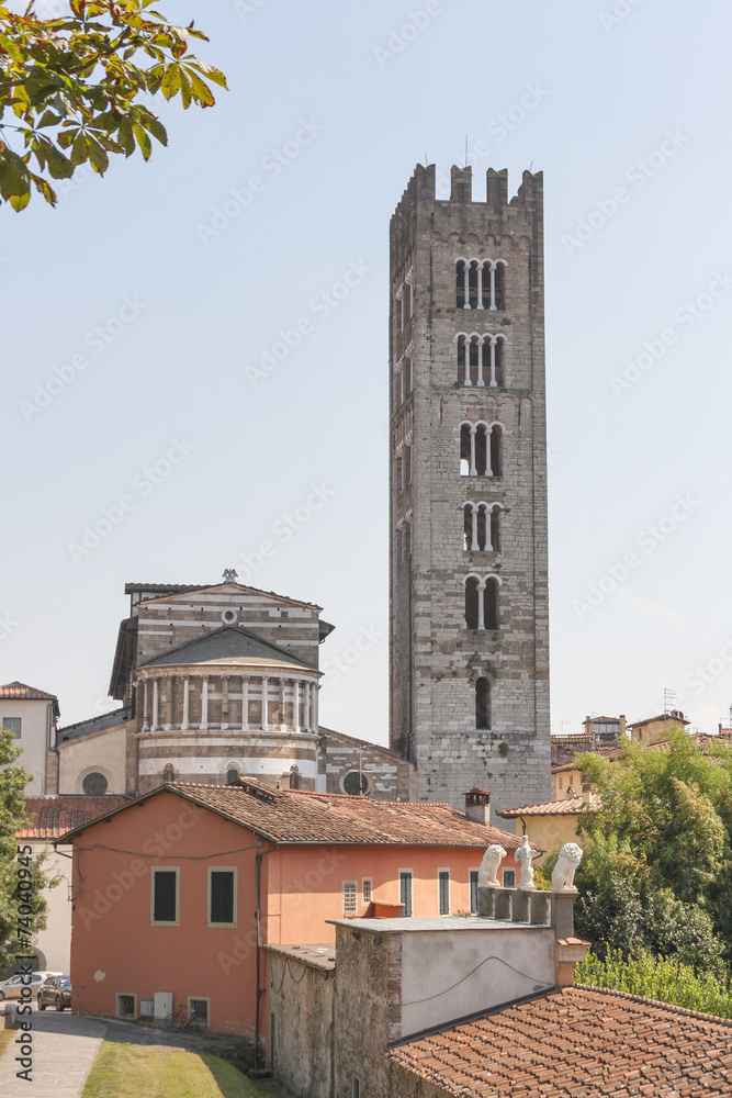 Basilica San Frediano in the Old Town of Lucca, Italy.