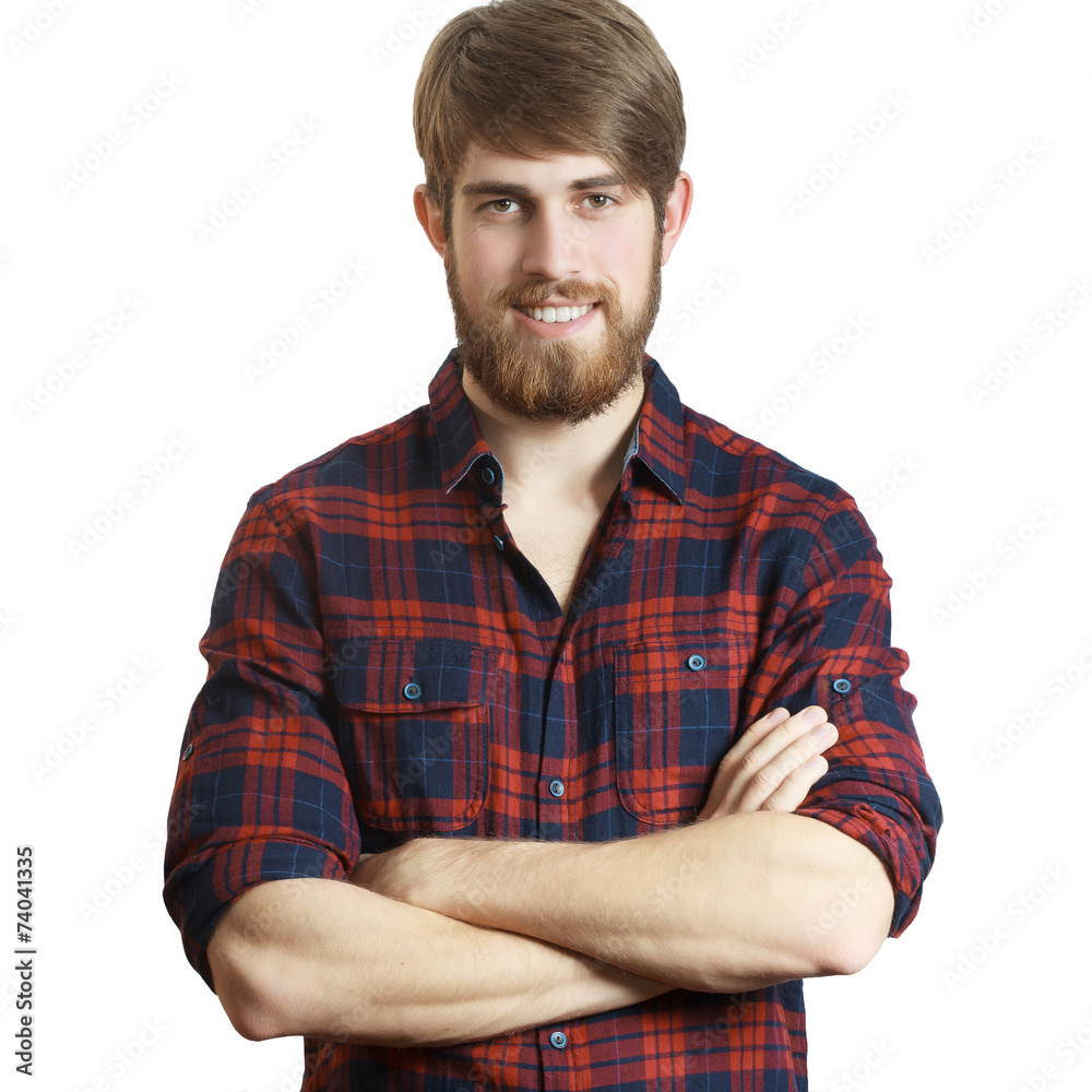 Portrait of handsome bearded young man isolated on a white Portrait of handsome bearded young man isolated on a white