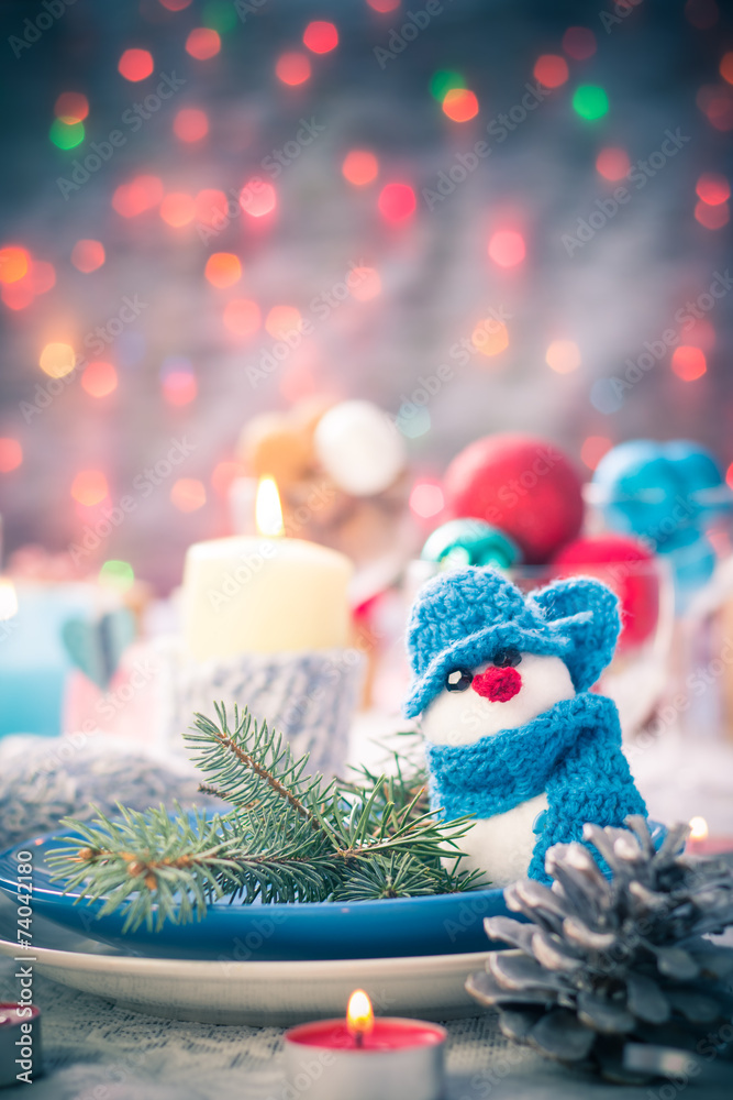 Obraz premium Christmas xmas eve table board setting New Year