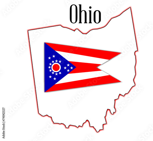 Ohio State Map and Flag