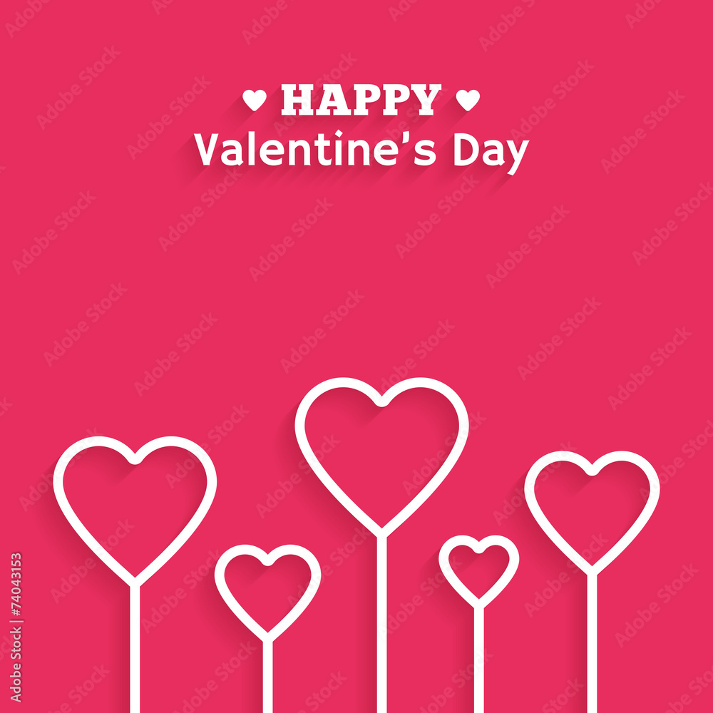 Valentine's Day flat style greeting card. Vector illustration