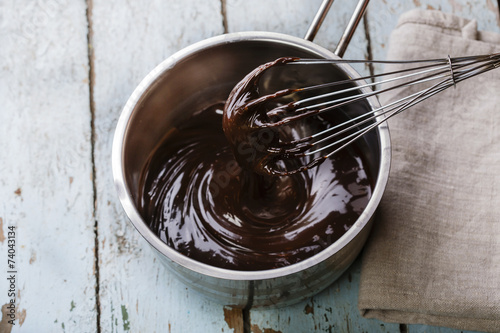 liquid chocolate in a pan