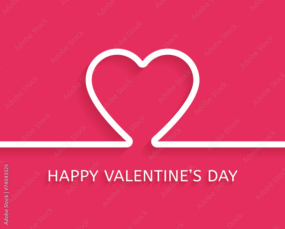 Valentine's Day flat style greeting card. Vector illustration