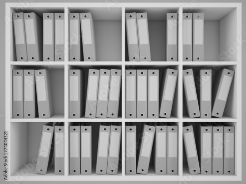 Shelves with binder folders
