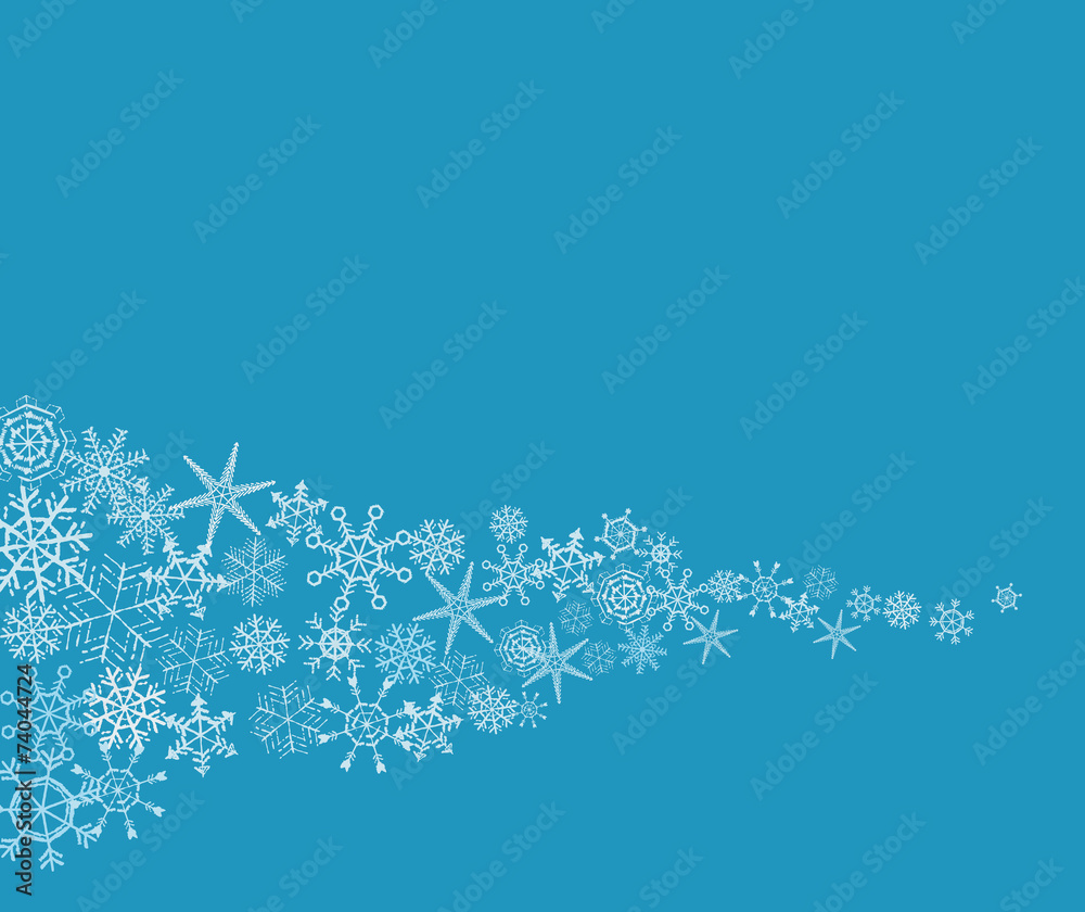 Hand-drawn snowflake abstract background in blue and white Hand-drawn snowflake abstract background in blue and white