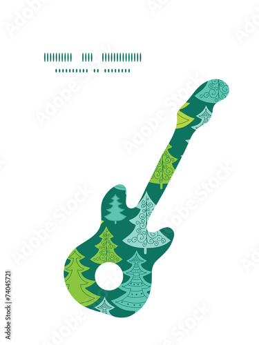 Vector holiday christmas trees guitar music silhouette pattern
