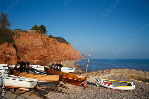 Boats on the slipway in Sidmouth, Devon, UK. photo