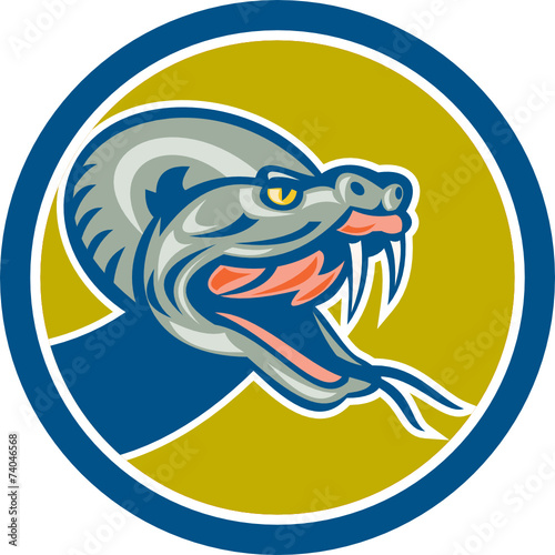 Rattle Snake Head Circle Retro
