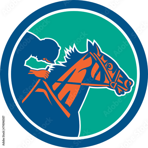 Horse Jockey Racing Circle Retro