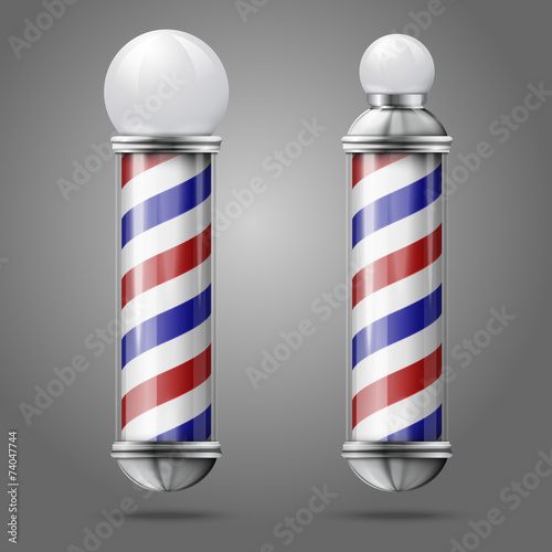 Two different old fashioned vintage silver glass barber shop