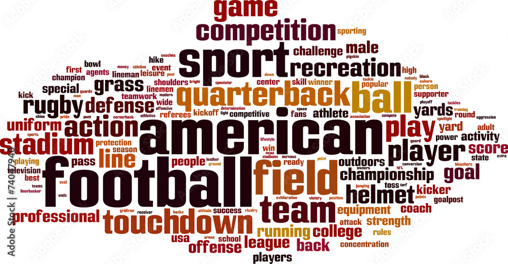 Obraz premium American football word cloud concept. Vector illustration