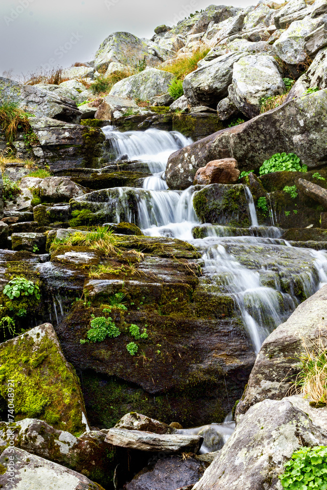 Fresh water stream flowing down mountain