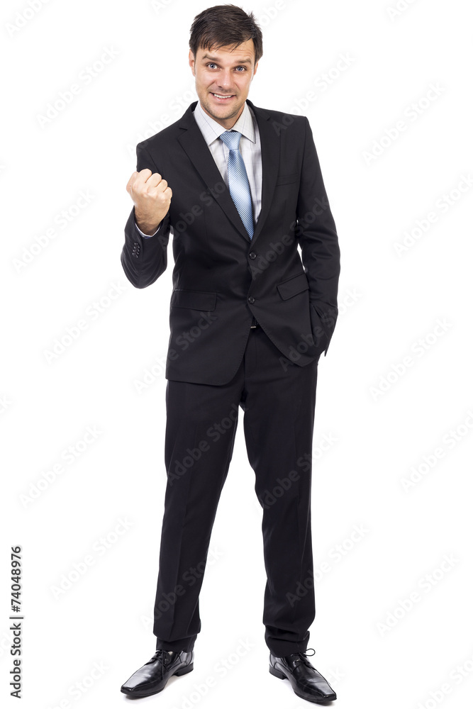 Full length portrait of young business man enjoying success Full length portrait of young business man enjoying success