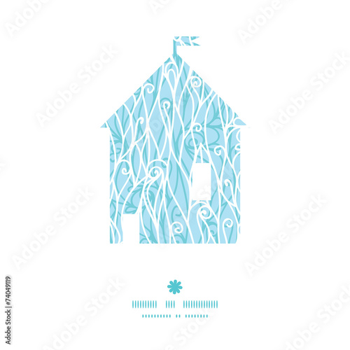 Vector abstract frost swirls texture house silhouette pattern