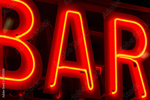 Bar sign in neon lights