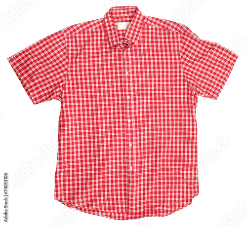 Man's red white cotton plaid shirt