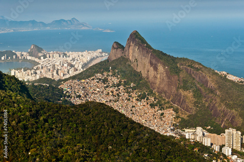 Scenic Rio View, Mountains, Favela, City Skyline, Ocean © Donatas Dabravolskas