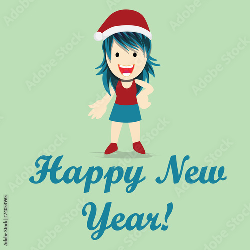 Happy New year illustration over color background