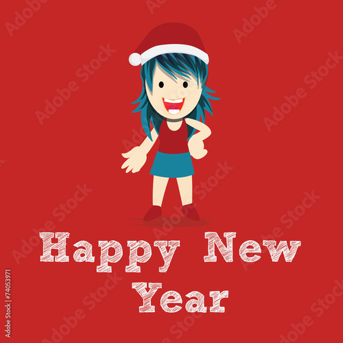 Happy New year illustration over color background