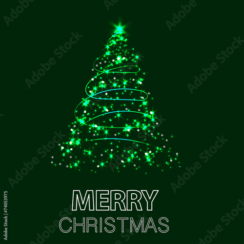 Shining Christmas tree. Vector illustration 
