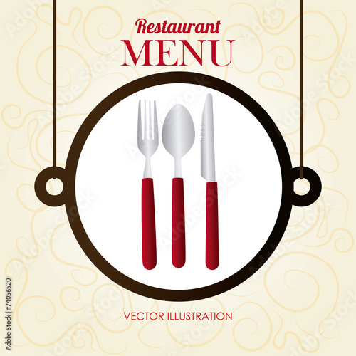 Restaurant design over beige background vector illustration