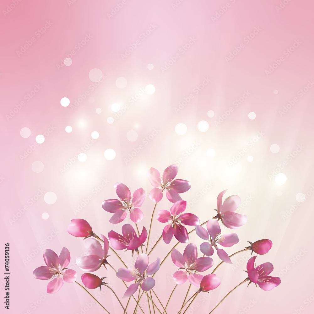 Shining pink flowers background