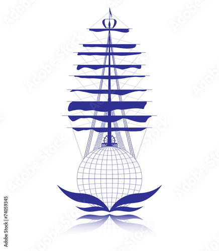 Sailboat in the form of a globe