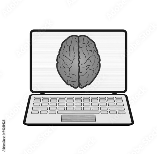The image of the brain on a computer monitor
