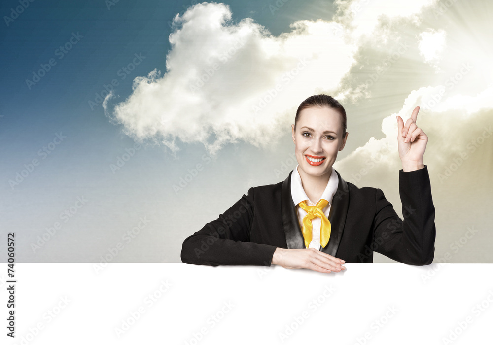 Woman presenting something Woman presenting something