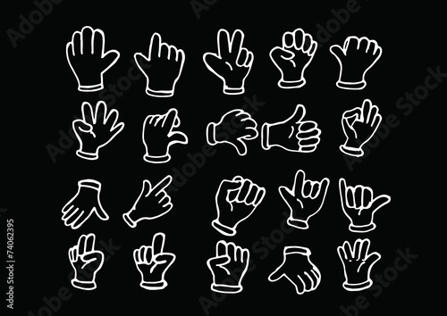 Cartoon hand gloved , illustration of various hands