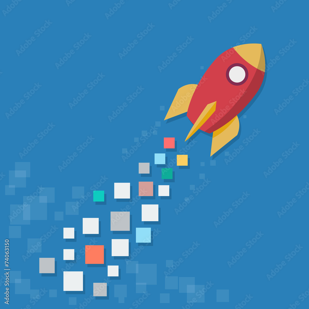 Concept of startup. Digital rocket Concept of startup. Digital rocket