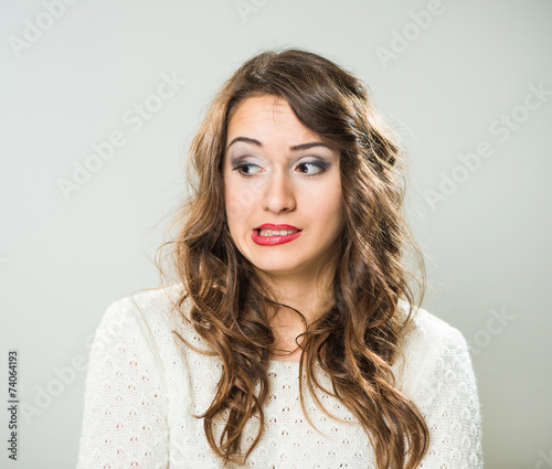 Obraz na plátně woman with trouble face expression