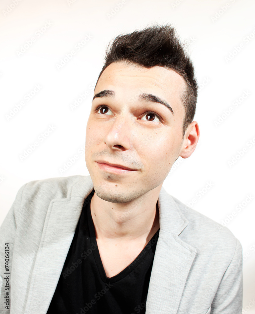 Fashion guy portrait with jacket on white background Fashion guy portrait with jacket on white background
