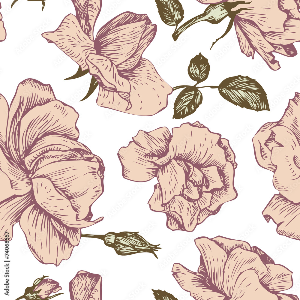 vintage vector seamless floral pattern Stock Vector | Adobe Stock