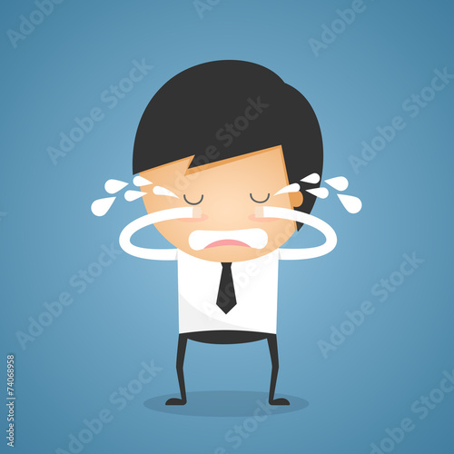 Businessman stand crying