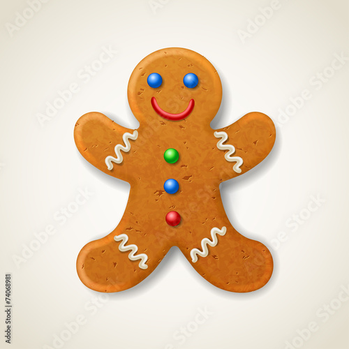Christmas gingerbread man, decorated colored icing