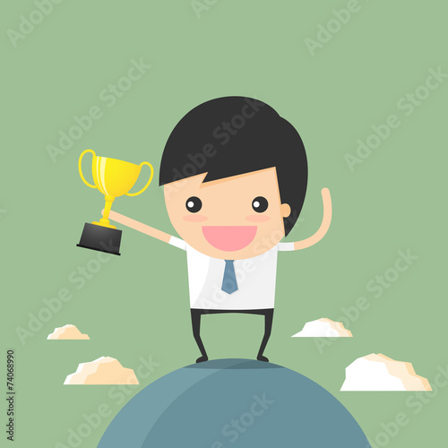 businessman winner holding ...
