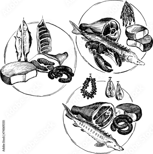 hand drawn butcher shop symbols